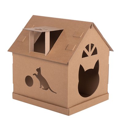 Katzenhaus Scott nachhaltig aus Karton Unser Katzenhaus ist 100 % recyclebar und nachhaltig aus umweltfreundlichem Karton und ist dabei höchst stabil und individualisierbar.