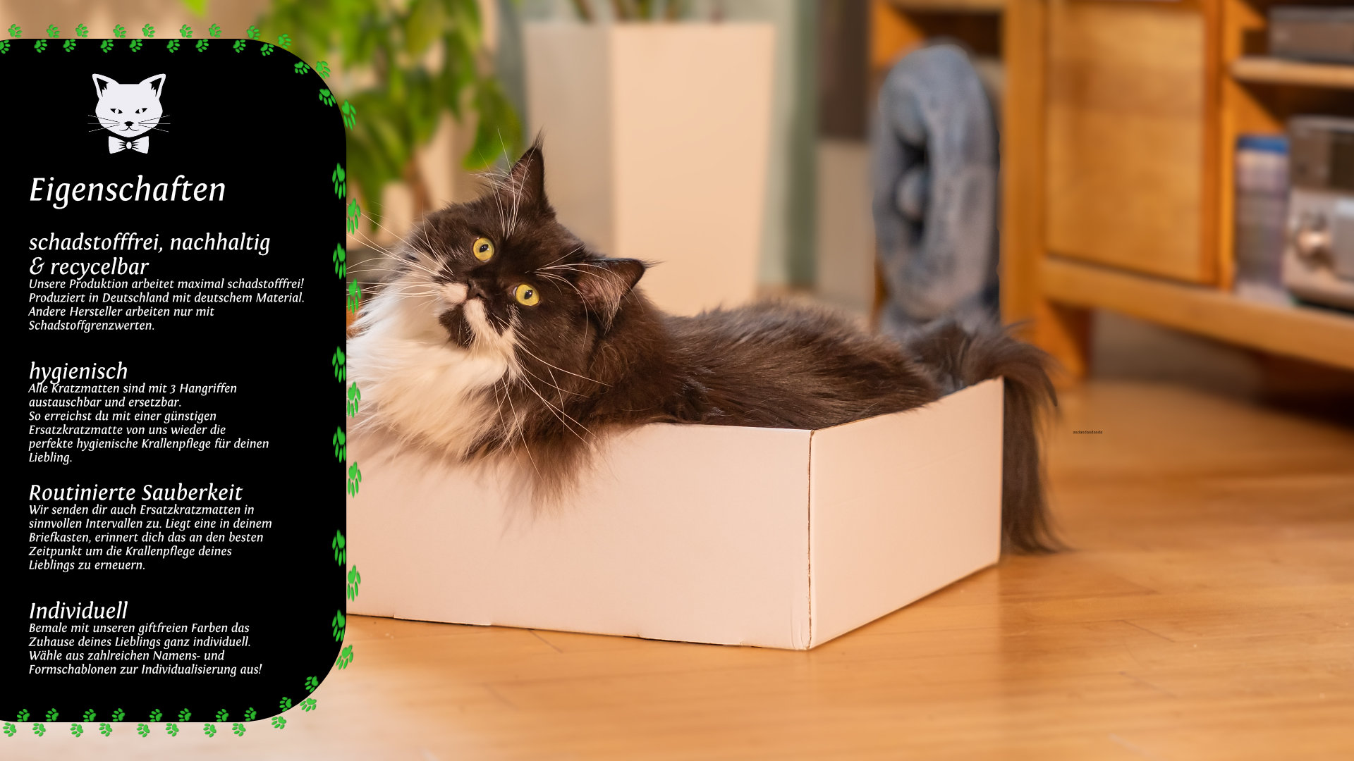 Katzenhaus Scott aus Karton mit verspielten Katzenmotiven Unser Katzenhaus Scott aus Karton hat rundherum tolle Katzenmotive. Vom Katzenkopf-Eingang zum Pfotendachfenster bis hin zu 2 verschiedenen Motiven als Fenster wird es deine Katze jeden Tag genießen.